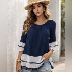 Indigo Soul Blue and White Tunic